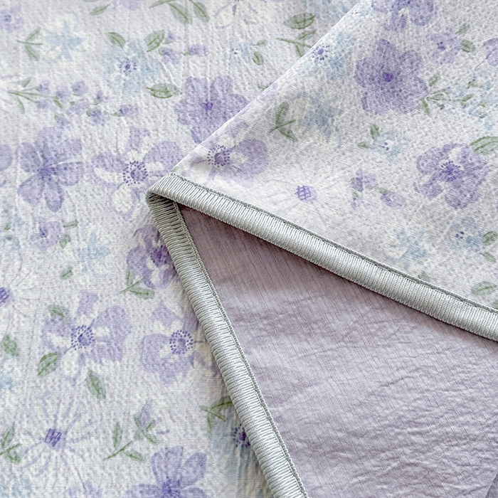 91家纺网 家纺一手货源 找家纺 爱洛家纺 2026新款印花皱皱纱四件套 紫雾星花