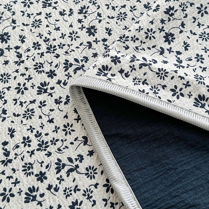 91家纺网 家纺一手货源 找家纺 爱洛家纺 2026新款印花皱皱纱四件套 墨蓝星絮