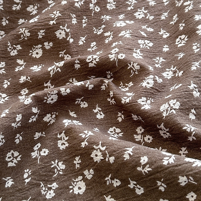 91家纺网 家纺一手货源 找家纺 爱洛家纺 2026新款印花皱皱纱四件套 墨棕影花