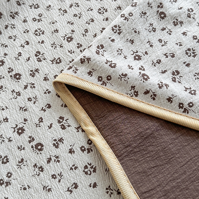 91家纺网 家纺一手货源 找家纺 爱洛家纺 2026新款印花皱皱纱四件套 咖调星絮