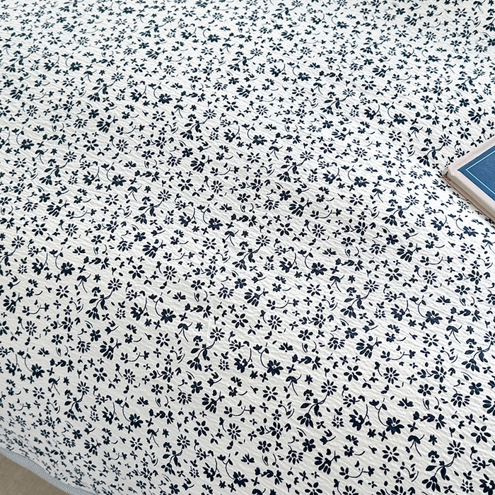 91家纺网 家纺一手货源 找家纺 爱洛家纺 2026新款印花皱皱纱四件套 墨蓝星絮