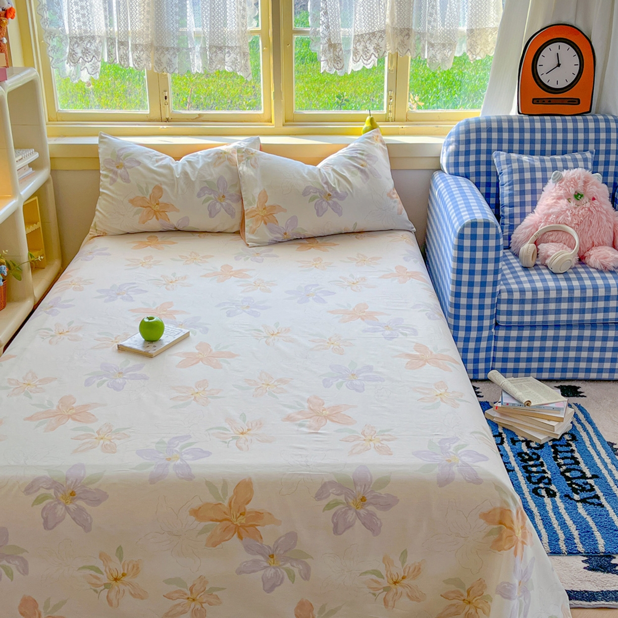 简约家纺 2026新款全棉斜纹12868四件套单床单系列 怡花