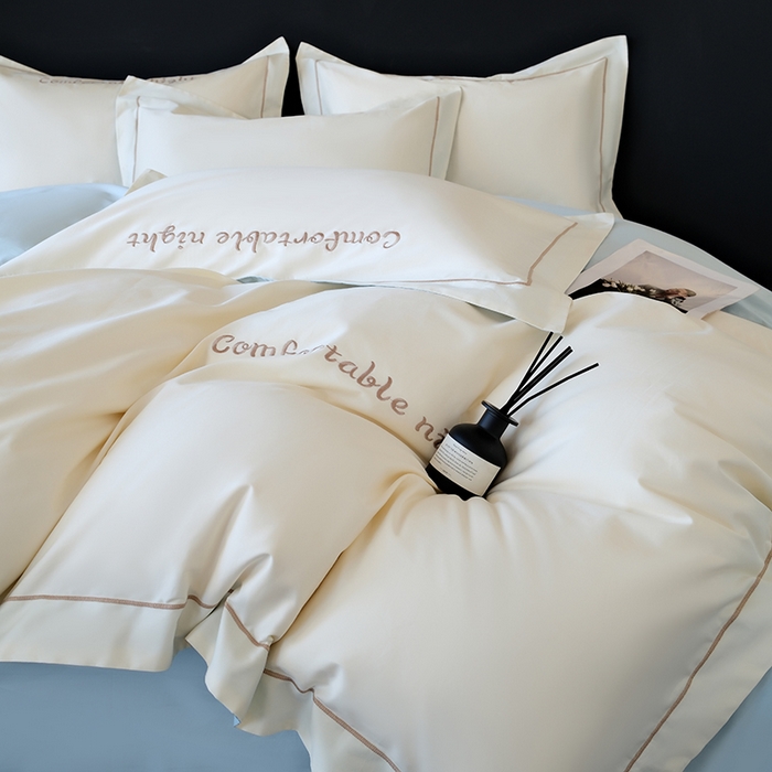 91家纺网 家纺一手货源 找家纺 （总）女子家纺 2026新款A类全棉长绒棉双拼四件套刺绣轻奢床上用品-原素