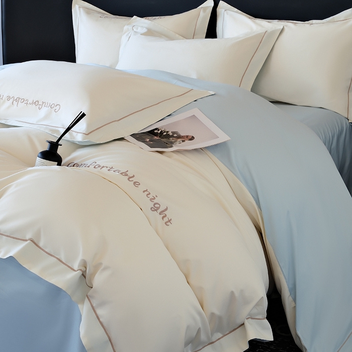 （总）女子家纺 2026新款A类全棉长绒棉双拼四件套刺绣轻奢床上用品-原素