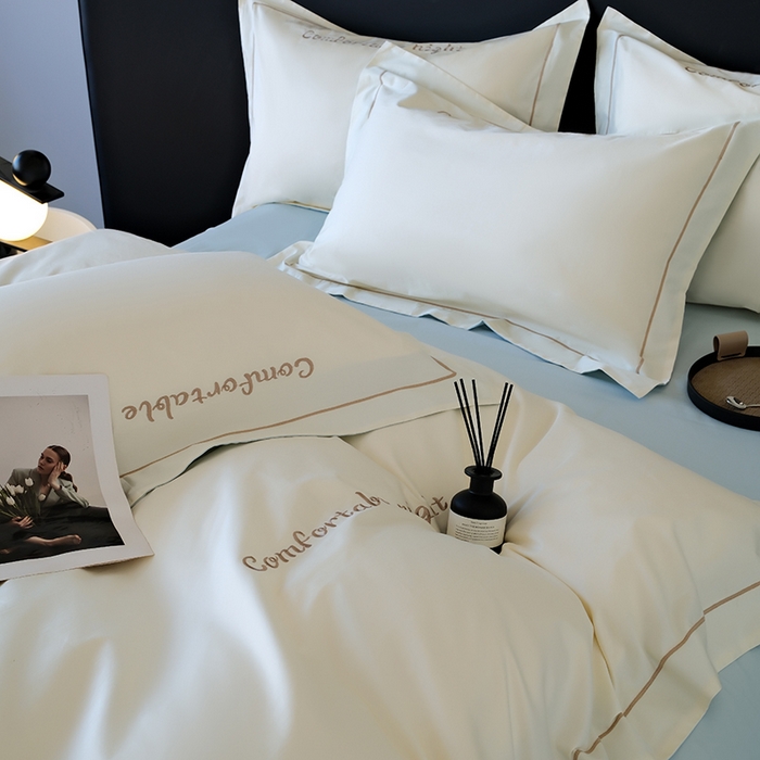 91家纺网 家纺一手货源 找家纺 （总）女子家纺 2026新款A类全棉长绒棉双拼四件套刺绣轻奢床上用品-原素