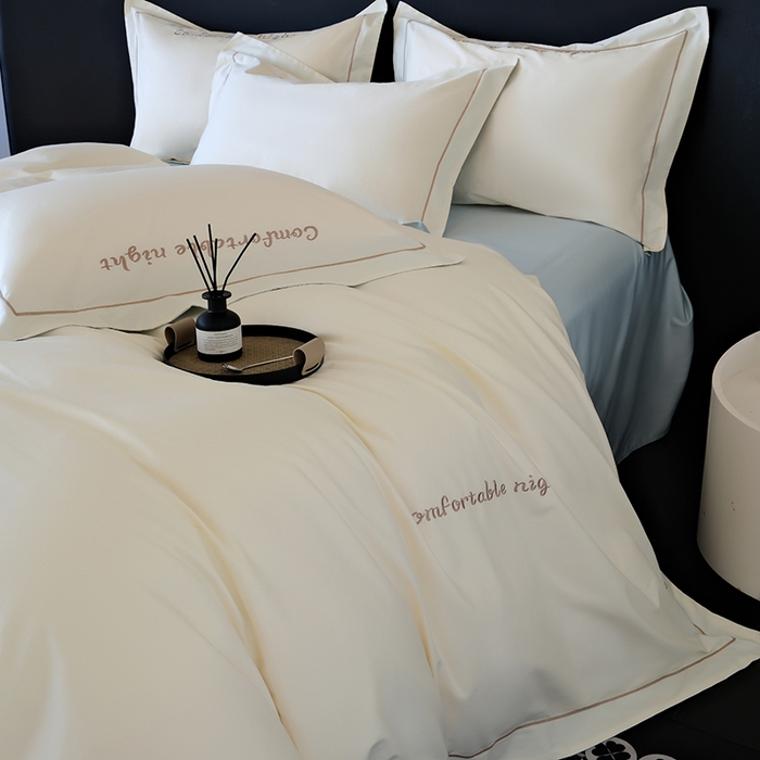 91家纺网 家纺一手货源 找家纺 （总）女子家纺 2026新款A类全棉长绒棉双拼四件套刺绣轻奢床上用品-原素