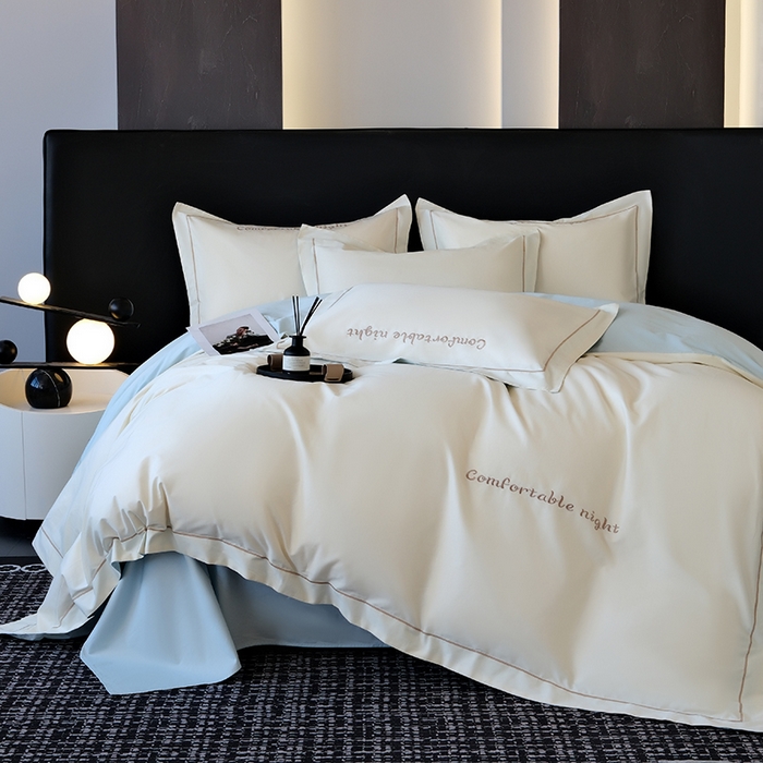 91家纺网 家纺一手货源 找家纺 （总）女子家纺 2026新款A类全棉长绒棉双拼四件套刺绣轻奢床上用品-原素