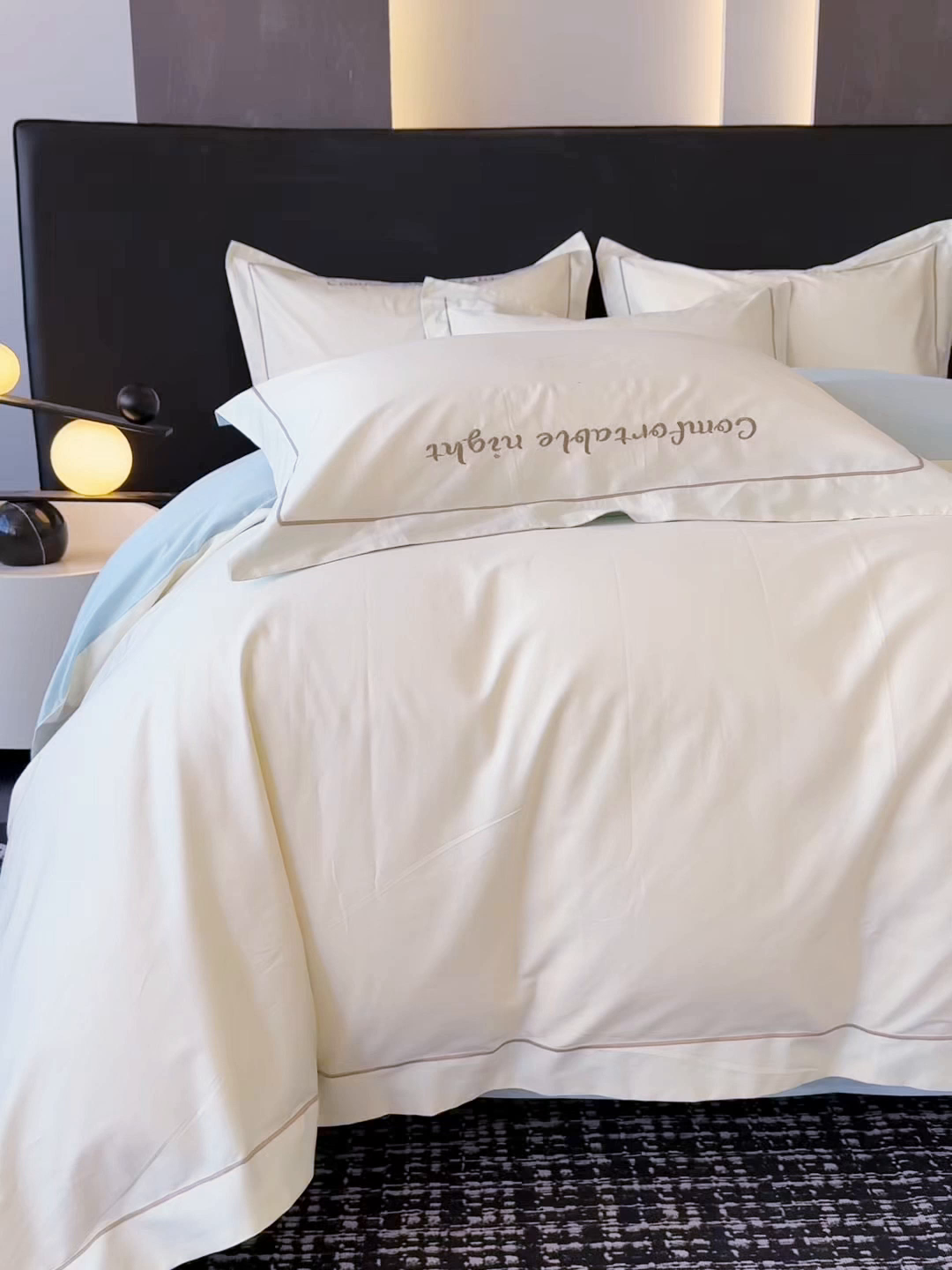 91家纺网 家纺一手货源 找家纺 （总）女子家纺 2026新款A类全棉长绒棉双拼四件套刺绣轻奢床上用品-原素