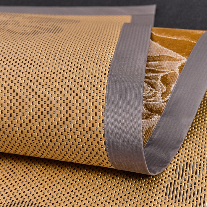 91家纺网 家纺一手货源 找家纺 娜朵家纺 2026新款荷塘月色冰藤双面席-床席款 荷塘月色提花金