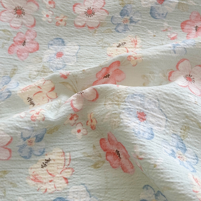 91家纺网 家纺一手货源 找家纺 爱洛家纺 2026新款印花皱皱纱四件套 清溪落英