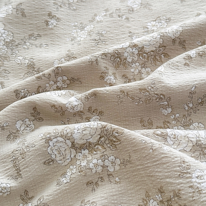 91家纺网 家纺一手货源 找家纺 爱洛家纺 2026新款印花皱皱纱四件套 暖棕枝雪