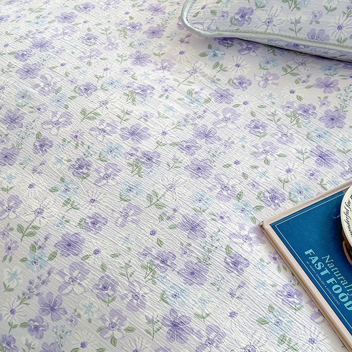 91家纺网 家纺一手货源 找家纺 爱洛家纺 2026新款印花皱皱纱四件套 紫雾星花