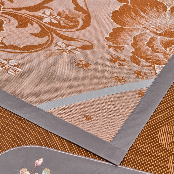 91家纺网 家纺一手货源 找家纺 娜朵家纺 2026新款荷塘月色冰藤双面席-床席款 荷塘月色提花咖