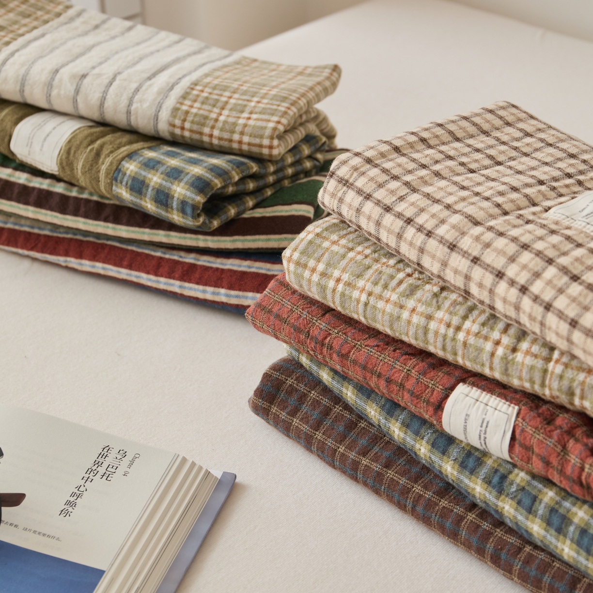 91家纺网 家纺一手货源 找家纺 （总）百寐 2026年3月全棉A类色织枕巾52*75条纹格子美拉德色系纯棉吸汗枕巾