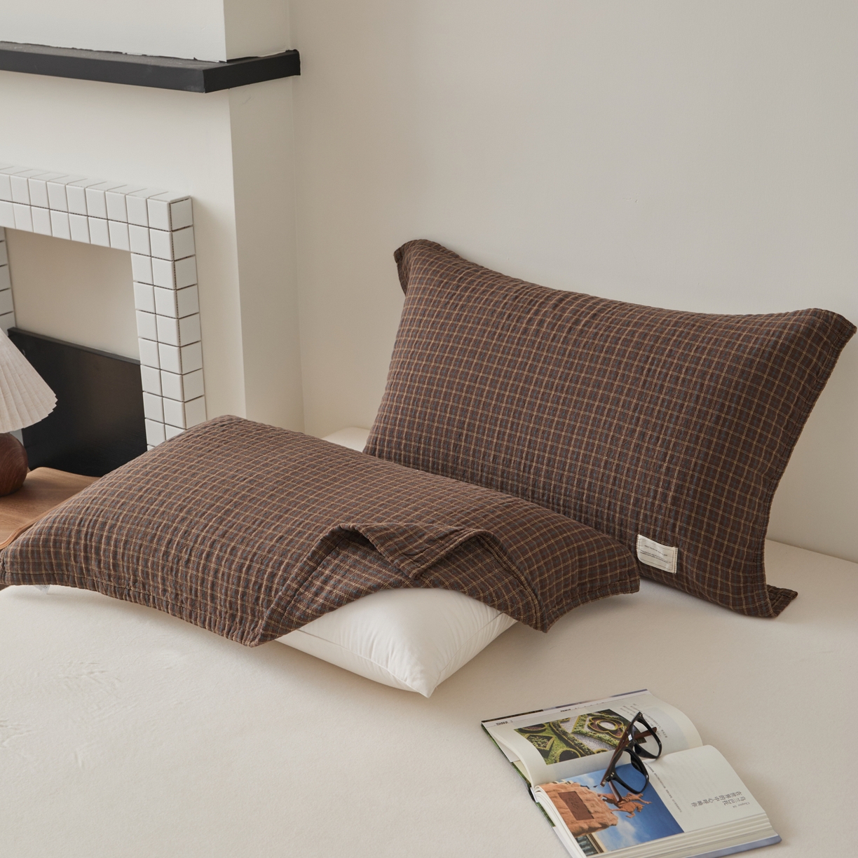 91家纺网 家纺一手货源 找家纺 （总）百寐 2026年3月全棉A类色织枕巾52*75条纹格子美拉德色系纯棉吸汗枕巾