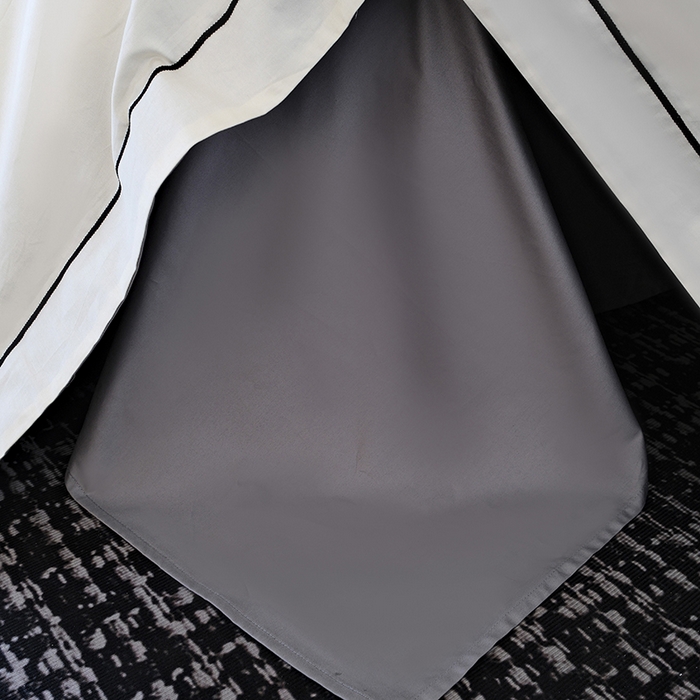 91家纺网 家纺一手货源 找家纺 女子家纺 2026新款A类全棉长绒棉双拼四件套刺绣轻奢床上用品-原素 白+浅灰