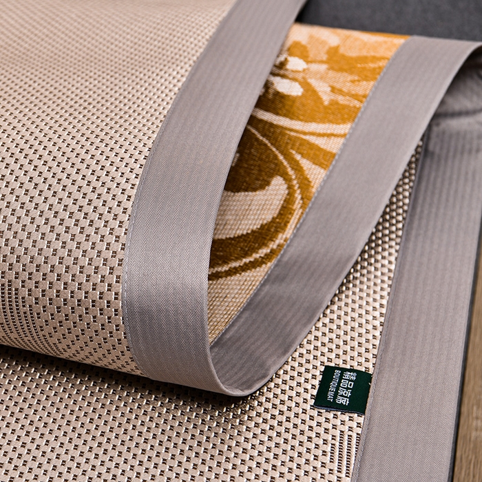 91家纺网 家纺一手货源 找家纺 娜朵家纺 2026新款荷塘月色冰藤双面席-床席款 荷塘月色提花香槟