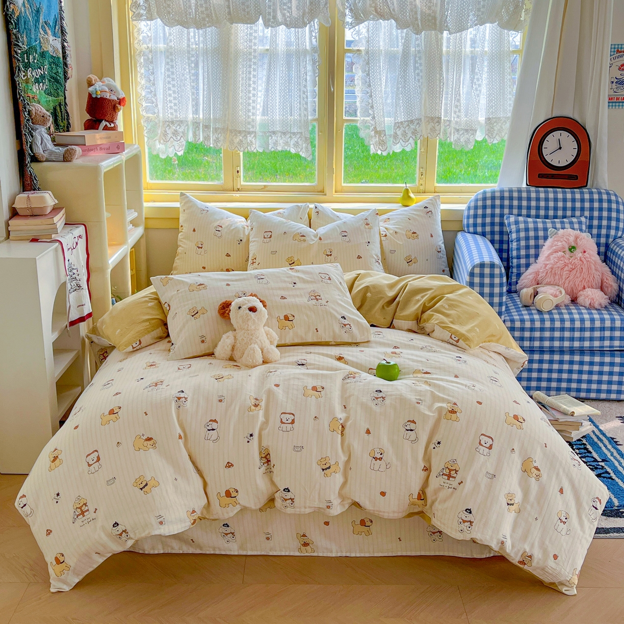 91家纺网 家纺一手货源 找家纺 简约家纺 2026新款全棉斜纹12868单被套系列 可爱萌犬