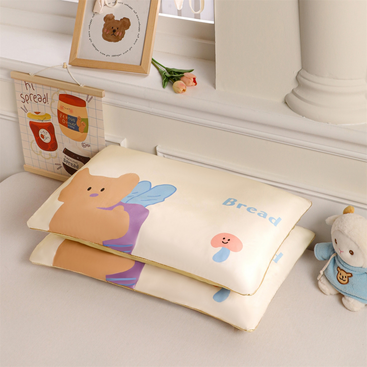 91家纺网 家纺一手货源 找家纺 兄弟坊 2026新款A类60支莱赛尔数码印花天丝枕套儿童枕套幼儿园枕套单枕套枕套单件 萝卜熊