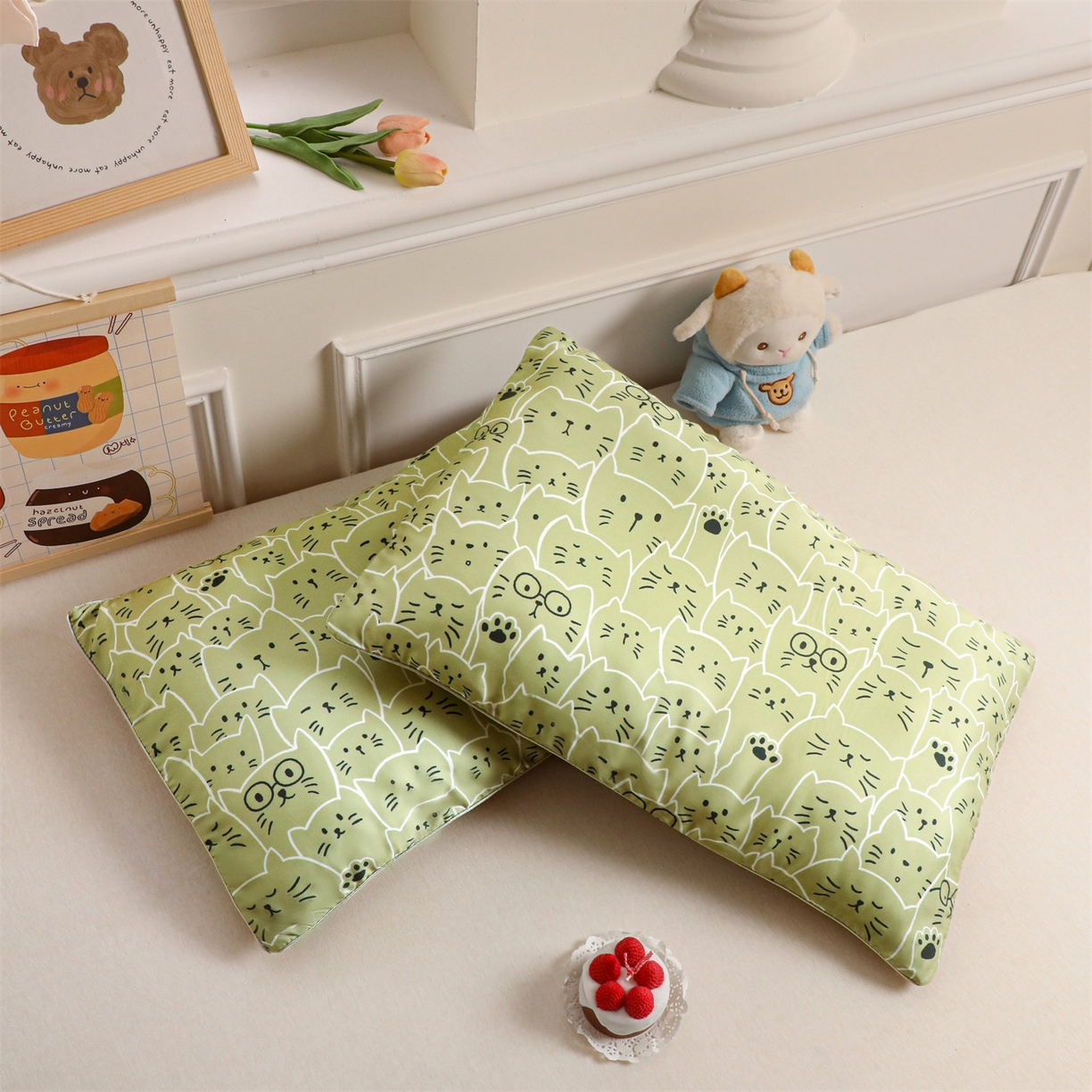 91家纺网 家纺一手货源 找家纺 兄弟坊 2026新款A类60支莱赛尔数码印花天丝枕套儿童枕套幼儿园枕套单枕套枕套单件 猫猫头