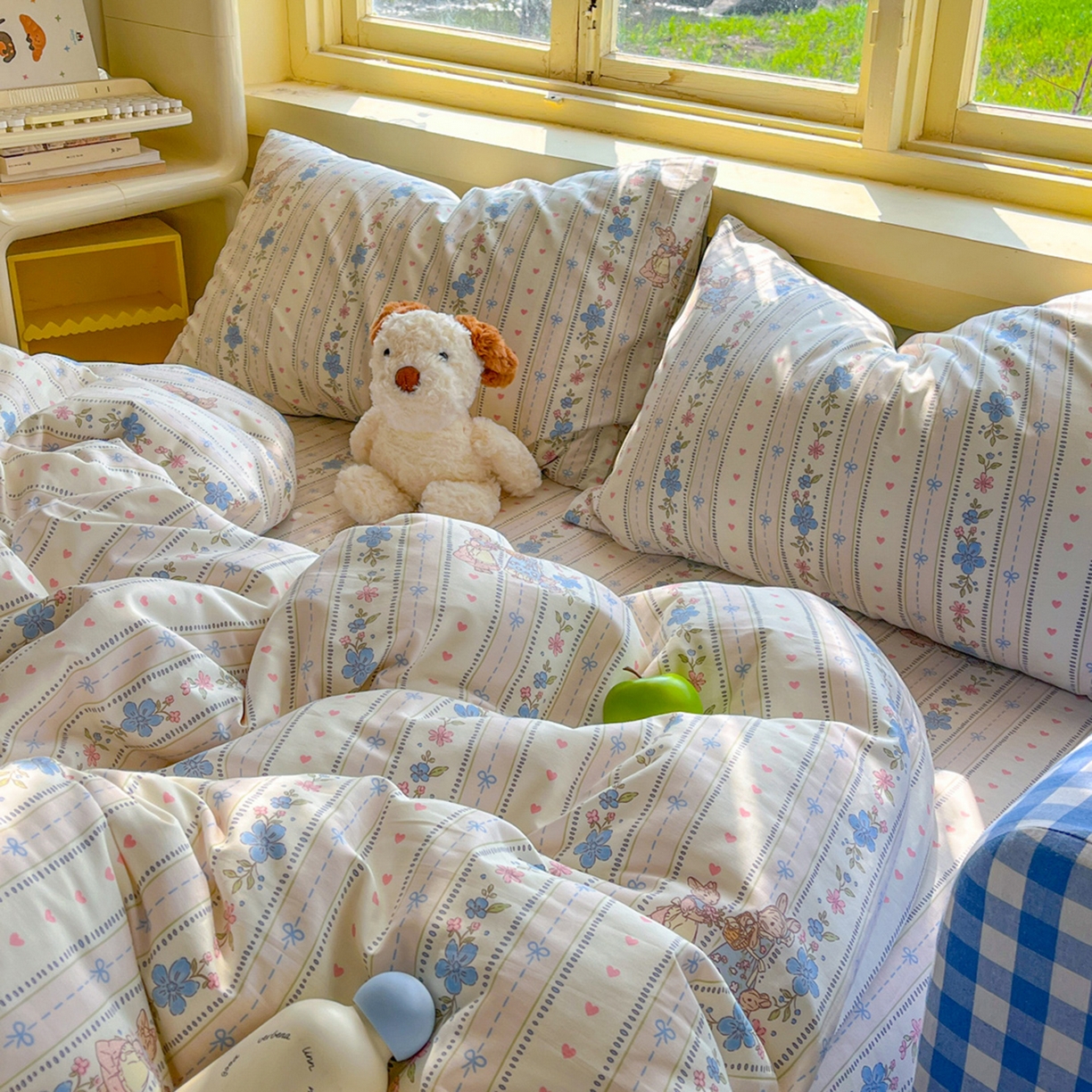 91家纺网 家纺一手货源 找家纺 简约家纺 2026新款全棉斜纹12868单被套系列 蓝茵小兔