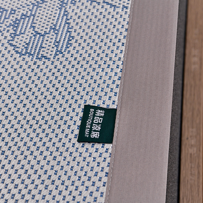 91家纺网 家纺一手货源 找家纺 娜朵家纺 2026新款荷塘月色冰藤双面席-床席款 蝴蝶提花床席提花蓝灰