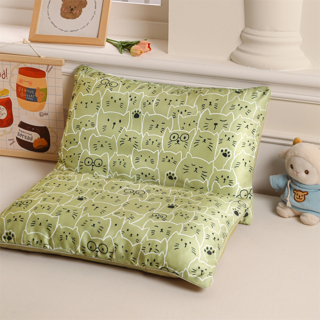 91家纺网 家纺一手货源 找家纺 兄弟坊 2026新款A类60支莱赛尔数码印花天丝枕套儿童枕套幼儿园枕套单枕套枕套单件 猫猫头