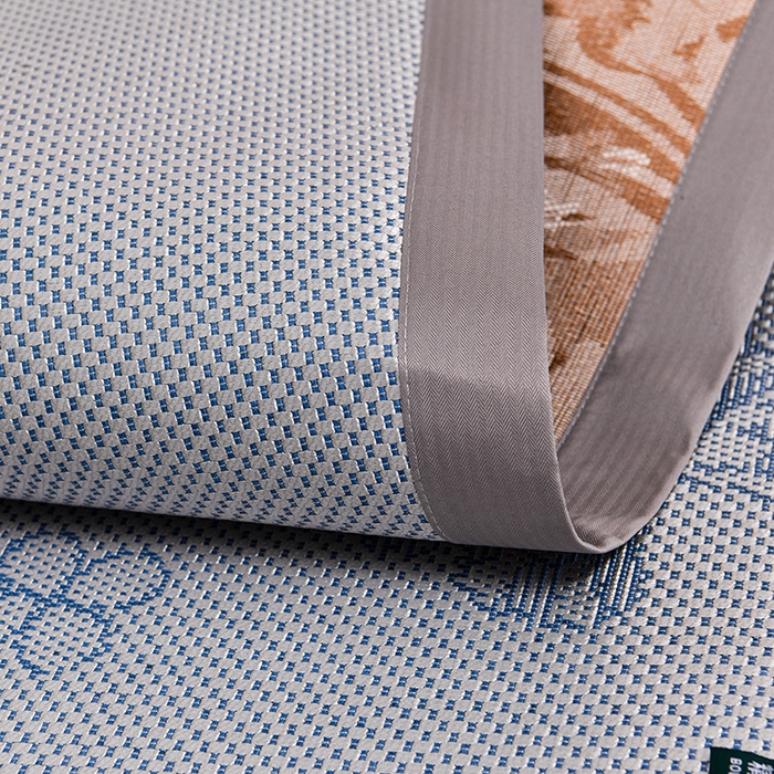 91家纺网 家纺一手货源 找家纺 娜朵家纺 2026新款荷塘月色冰藤双面席-床席款 蝴蝶提花床席提花蓝灰