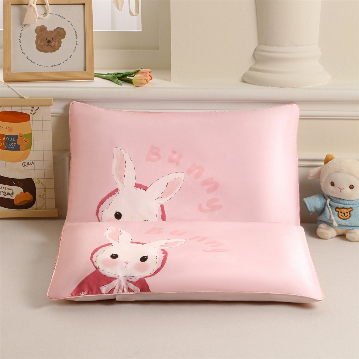 91家纺网 家纺一手货源 找家纺 兄弟坊 2026新款A类60支莱赛尔数码印花天丝枕套儿童枕套幼儿园枕套单枕套枕套单件 甜心兔宝