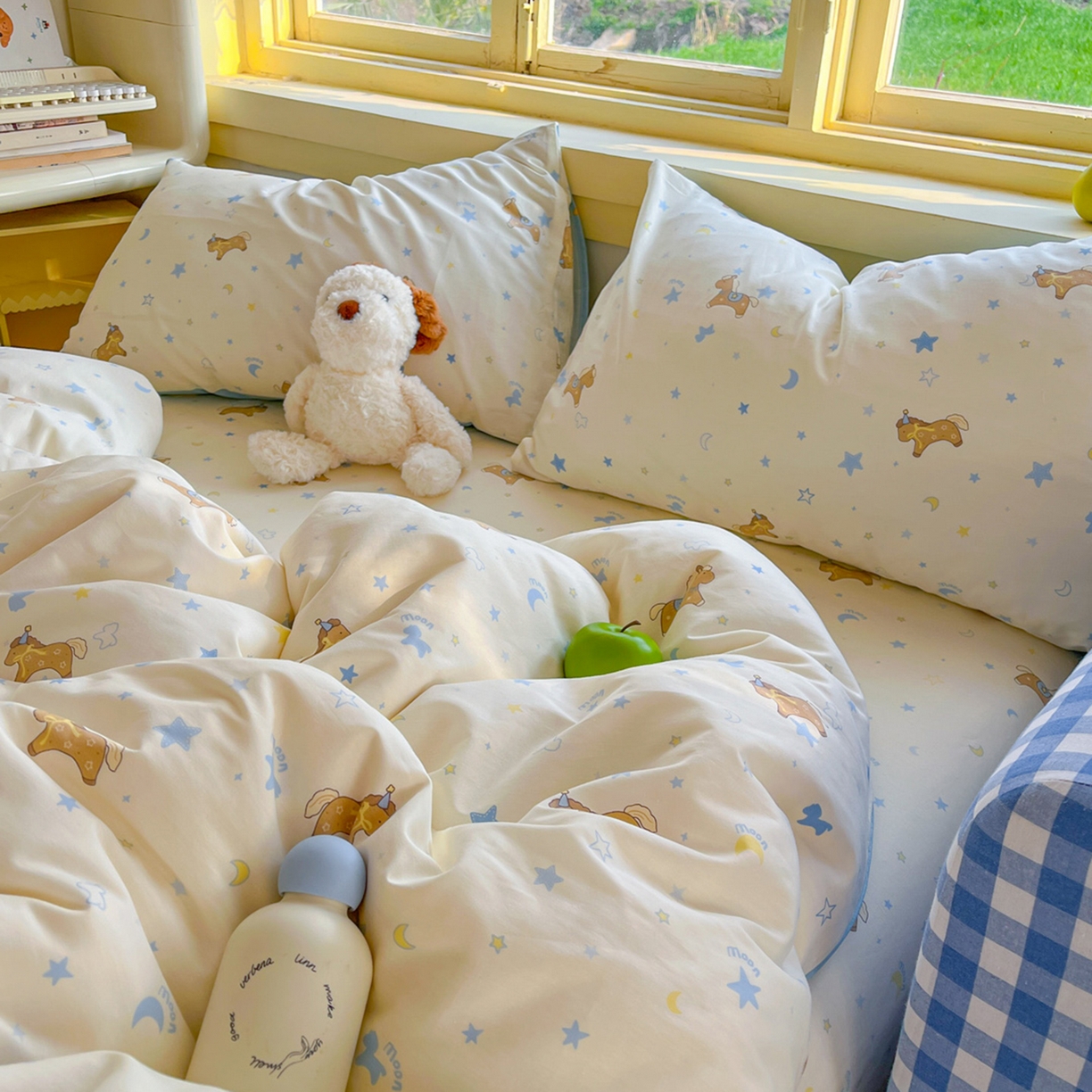 91家纺网 家纺一手货源 找家纺 简约家纺 2026新款全棉斜纹12868单被套系列 木马心愿