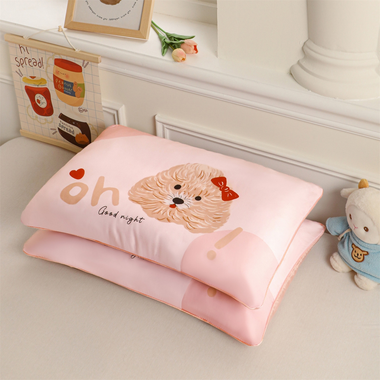 91家纺网 家纺一手货源 找家纺 兄弟坊 2026新款A类60支莱赛尔数码印花天丝枕套儿童枕套幼儿园枕套单枕套枕套单件 晚安小狗