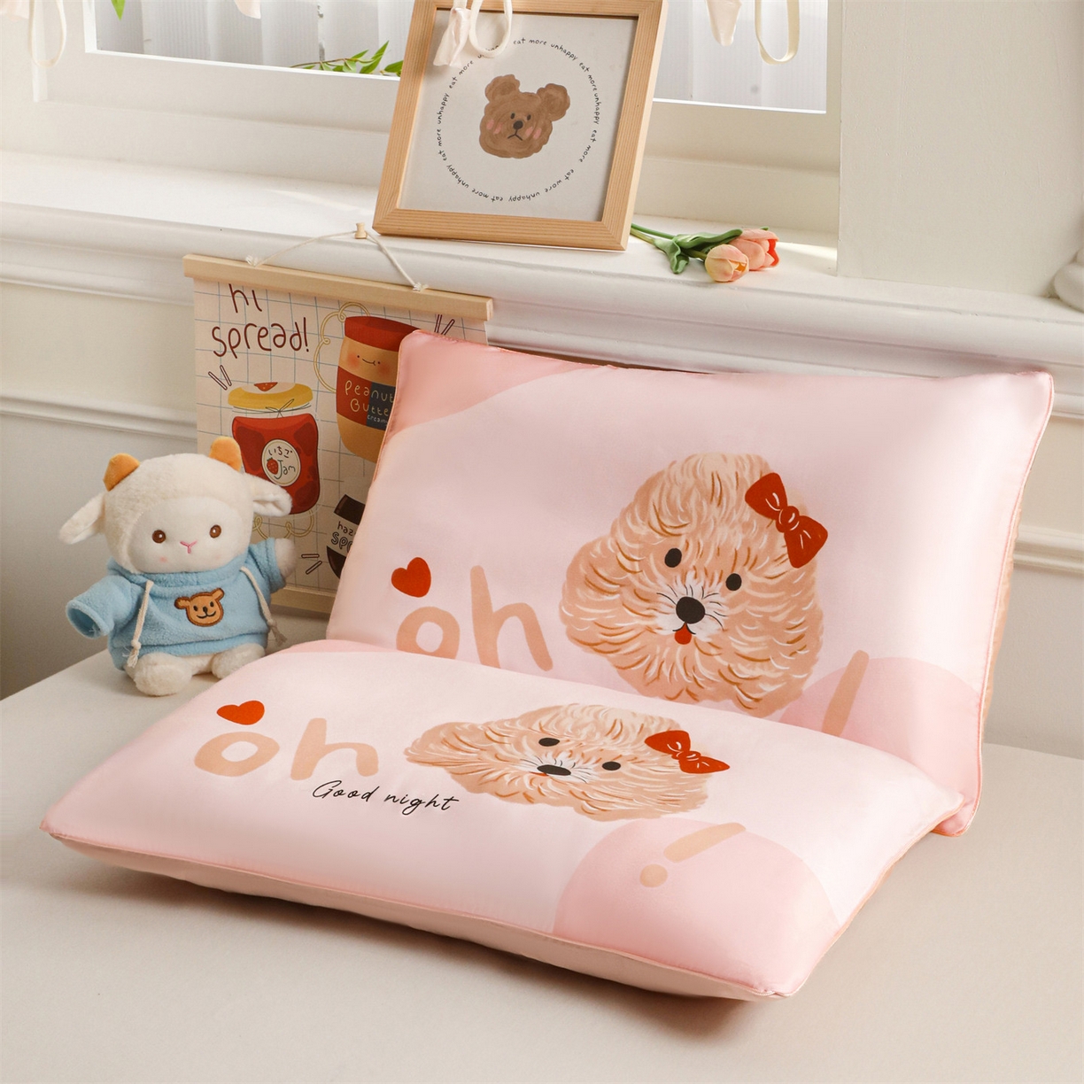 91家纺网 家纺一手货源 找家纺 兄弟坊 2026新款A类60支莱赛尔数码印花天丝枕套儿童枕套幼儿园枕套单枕套枕套单件 晚安小狗