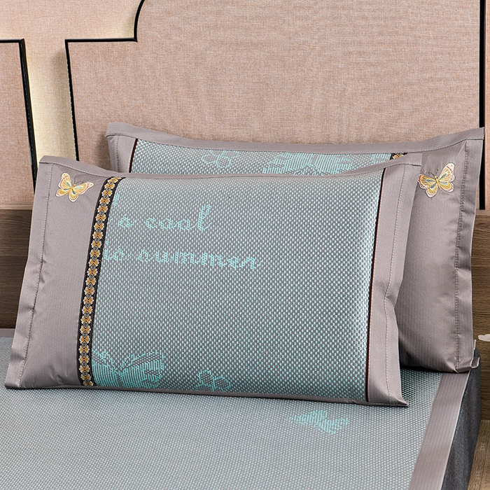 91家纺网 家纺一手货源 找家纺 娜朵家纺 2026新款荷塘月色冰藤双面席-床席款 蝴蝶提花床席提花绿