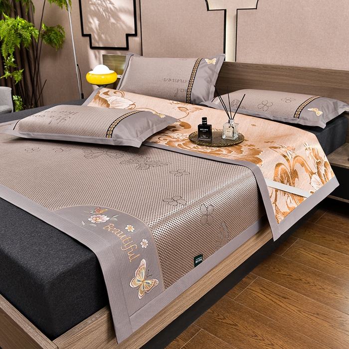 娜朵家纺 2026新款荷塘月色冰藤双面席-床席款 蝴蝶提花床席提花香槟