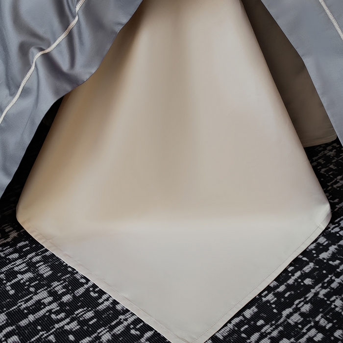 91家纺网 家纺一手货源 找家纺 女子家纺 2026新款A类全棉长绒棉双拼四件套刺绣轻奢床上用品-原素 深灰+奶茶