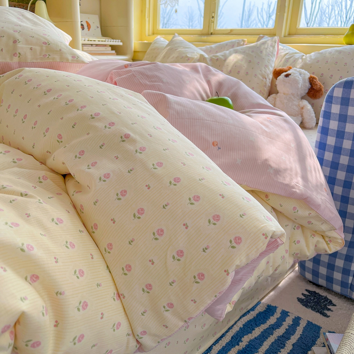 91家纺网 家纺一手货源 找家纺 简约家纺 2026新款全棉斜纹12868单被套系列 恬淡小花