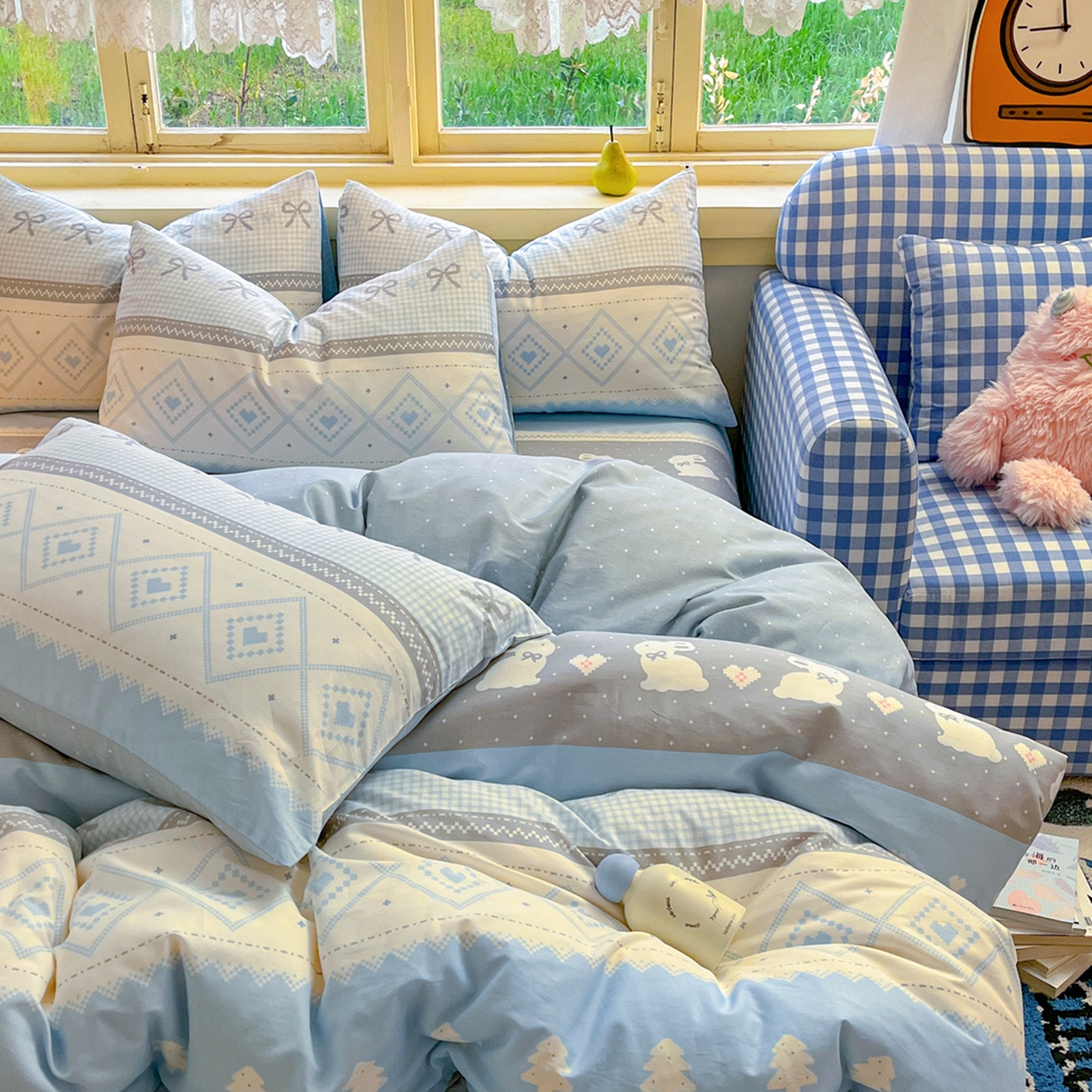 91家纺网 家纺一手货源 找家纺 简约家纺 2026新款全棉斜纹12868单被套系列 维西兔