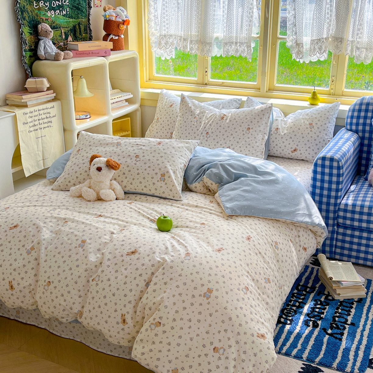 91家纺网 家纺一手货源 找家纺 简约家纺 2026新款全棉斜纹12868单被套系列 小奶兔