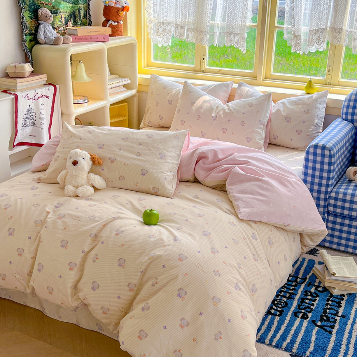 91家纺网 家纺一手货源 找家纺 简约家纺 2026新款全棉斜纹12868单被套系列 星小象-米