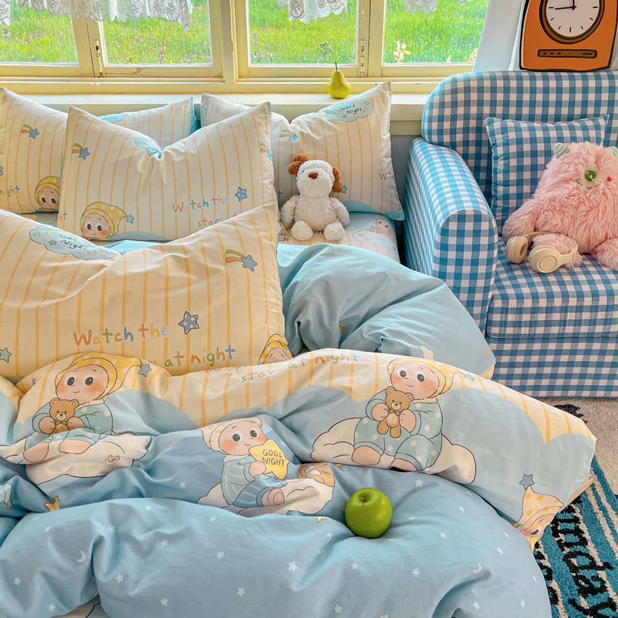 91家纺网 家纺一手货源 找家纺 简约家纺 2026新款全棉斜纹12868单被套系列 星语星愿