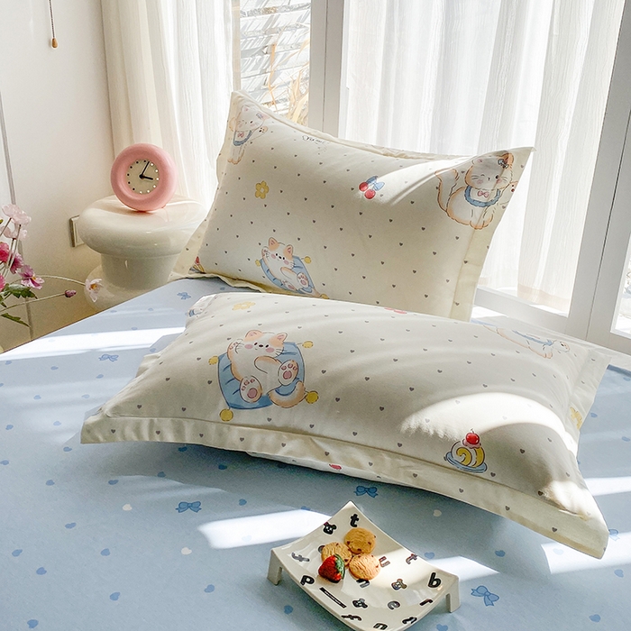 91家纺网 家纺一手货源 找家纺 钰锦珀家纺 2026新款全棉纯棉印花四件套 调皮猫咪