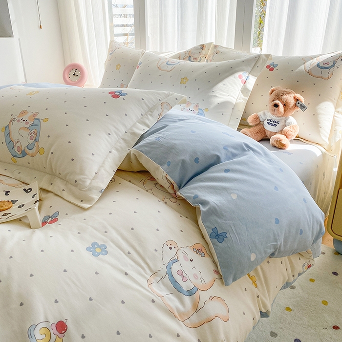 91家纺网 家纺一手货源 找家纺 钰锦珀家纺 2026新款全棉纯棉印花四件套 调皮猫咪