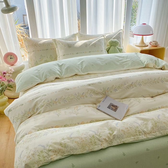 91家纺网 家纺一手货源 找家纺 钰锦珀家纺 2026新款全棉纯棉印花四件套 丛草集