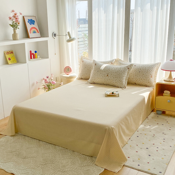 91家纺网 家纺一手货源 找家纺 钰锦珀家纺 2026新款全棉纯棉印花四件套 花屿兔兔-桔