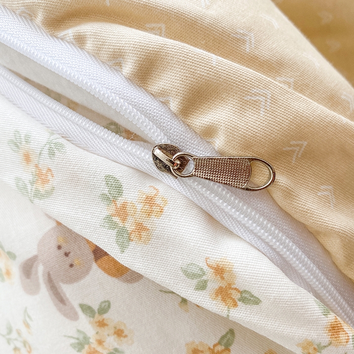 91家纺网 家纺一手货源 找家纺 钰锦珀家纺 2026新款全棉纯棉印花四件套 花屿兔兔-桔