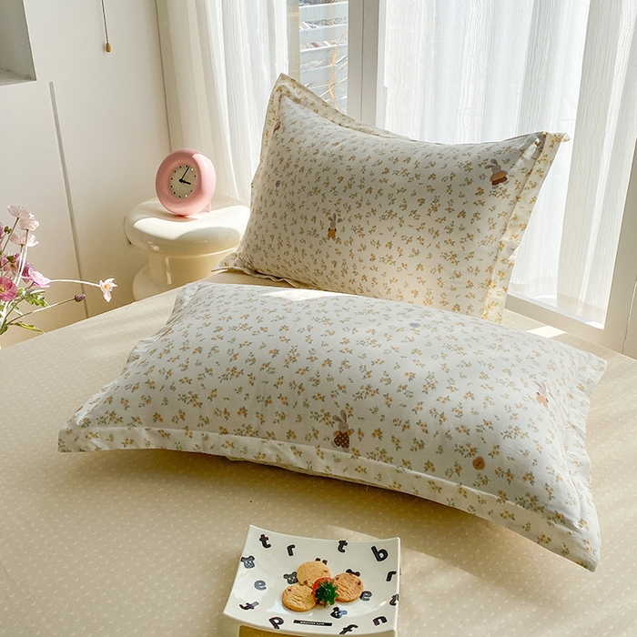 91家纺网 家纺一手货源 找家纺 钰锦珀家纺 2026新款全棉纯棉印花四件套 花屿兔兔-桔