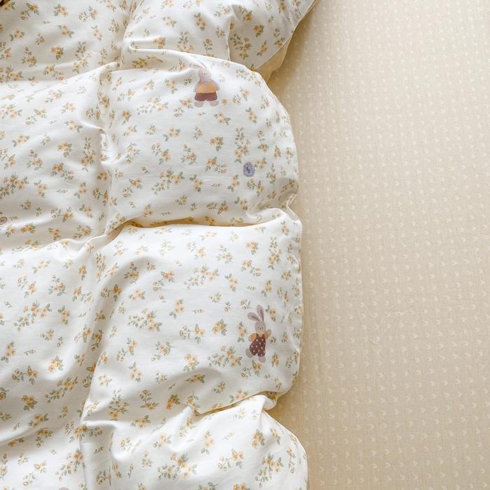 91家纺网 家纺一手货源 找家纺 钰锦珀家纺 2026新款全棉纯棉印花四件套 花屿兔兔-桔