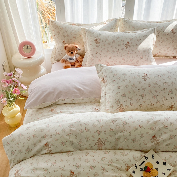 91家纺网 家纺一手货源 找家纺 钰锦珀家纺 2026新款全棉纯棉印花四件套 粉樱兔小姐