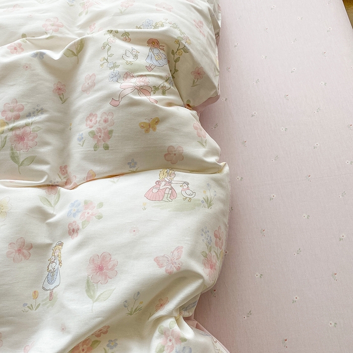 91家纺网 家纺一手货源 找家纺 钰锦珀家纺 2026新款全棉纯棉印花四件套 浅色童话