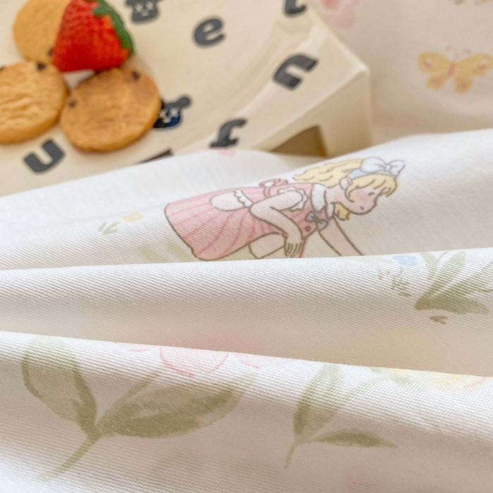 91家纺网 家纺一手货源 找家纺 钰锦珀家纺 2026新款全棉纯棉印花四件套 浅色童话